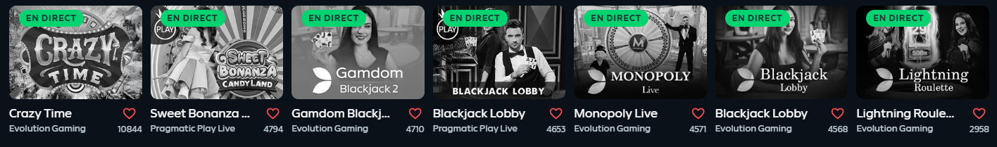 Live spellen bij GAMDOM CASINO